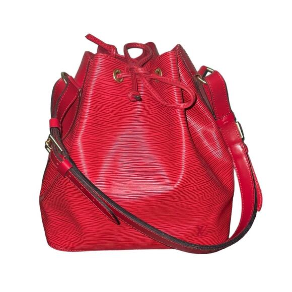 Vintage LOUIS VUITTON EPI LEATHER NOE PM Red Bucket Drawstring Shoulder Bag - Picture 14 of 15